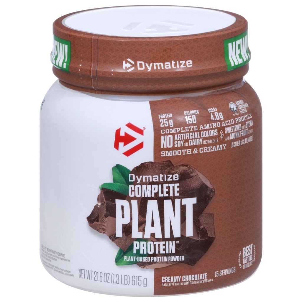Dymatize Vegan Plant Protein, Romige Chocolade, 25g Proteïne, 4.8g BCAA's, Complete Aminozuur Profiel, 15 Servers
