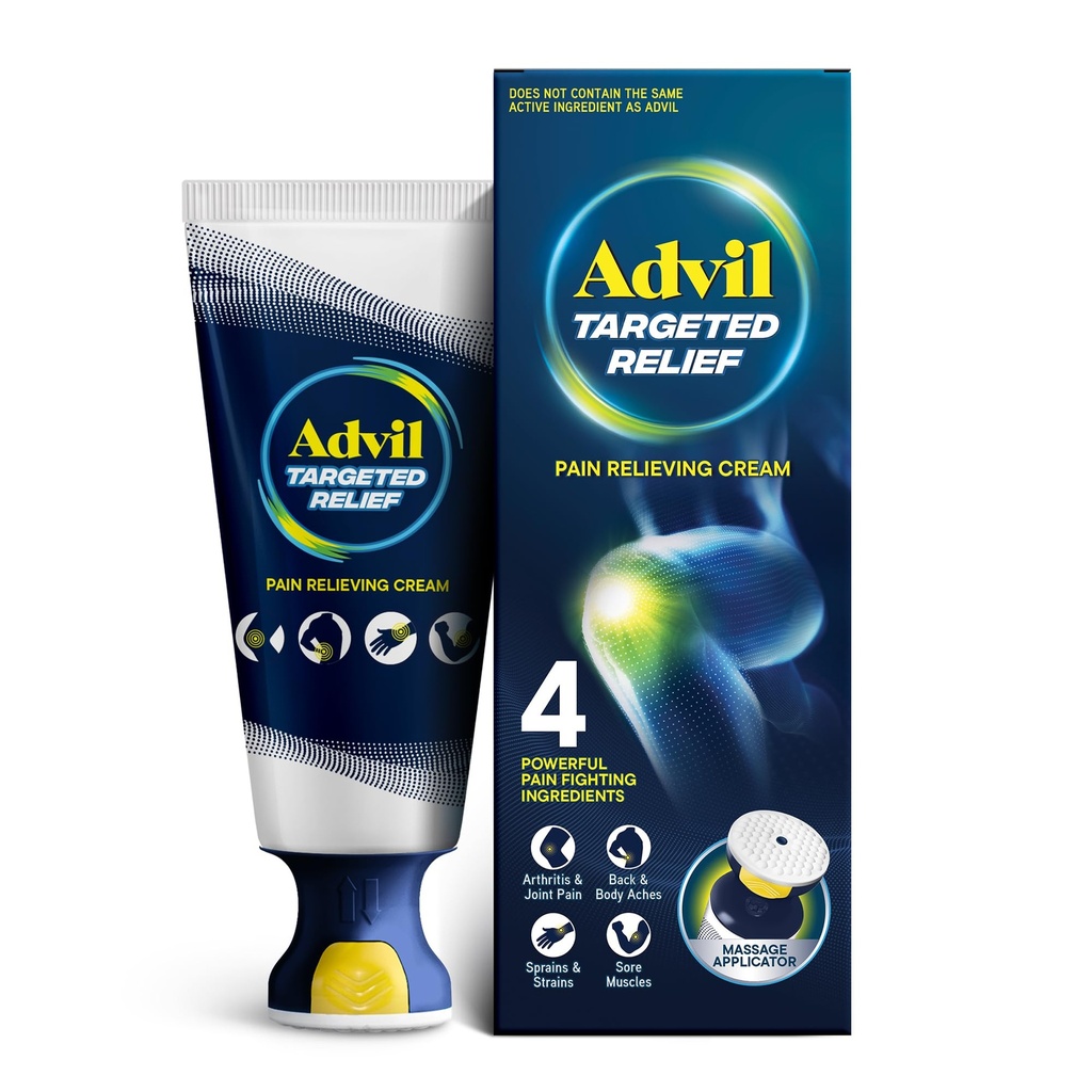 Advil Gerichte verlichting Pijn Relieving Cream met Massage Applicator, Tot 8 uur krachtige verlichting van lichte gewrichtspijn, gewrichtspijn, lagere rugpijn en spierpijn, 2,5 oz