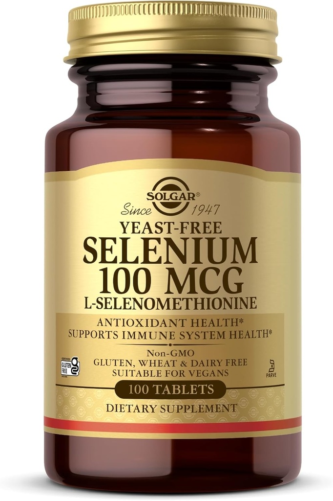 Solgar Gistvrije Selenium 100 mcg - 100 tabletten - Ondersteunt Antioxidant & Immuun System Health - Non-GMO, Glutenvrij, Dairy Free, Kosher - 100 porties