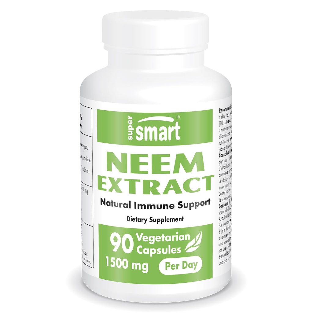 Supersmart - Neem Extract 1500mg per dag - Azadirachta Indica Leaf Oil Extract - Neem Supplement Niet-GMO & Glutenvrij - 90 Vegetarische Capsules
