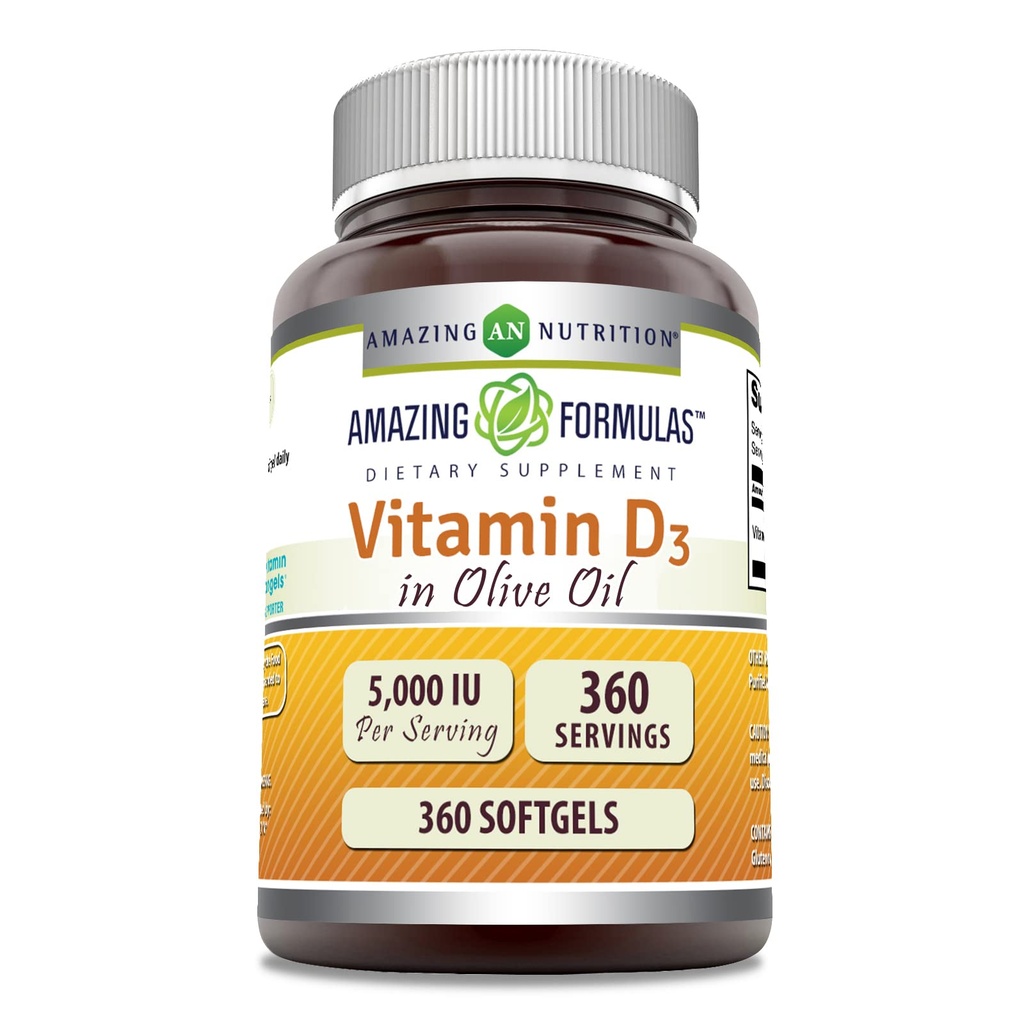 Verbazingwekkende formules Vitamine D3 in olijfolie 5000 IE Supplement 