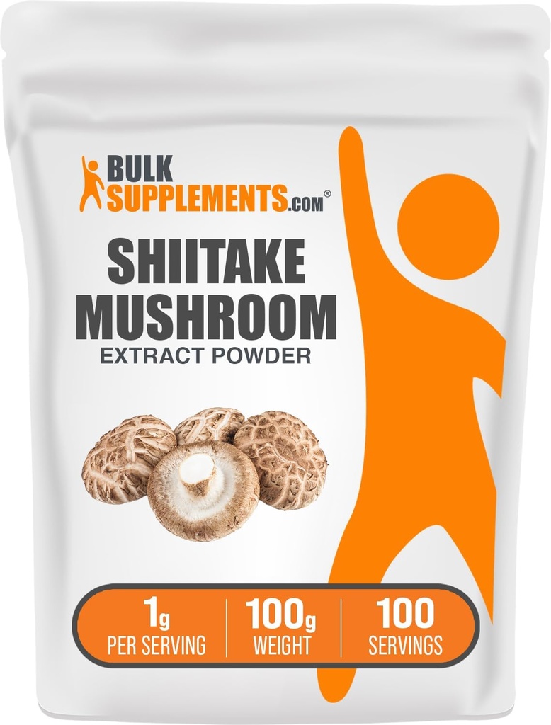 BulkSupplements.com Shiitake Mushroom Extract Powder - Shiitake Mushroom Powder Supplement, Immune Support - Vegan & Glutenvrij, 1g per portie, 100g (3.5 oz) (pakket van 1)