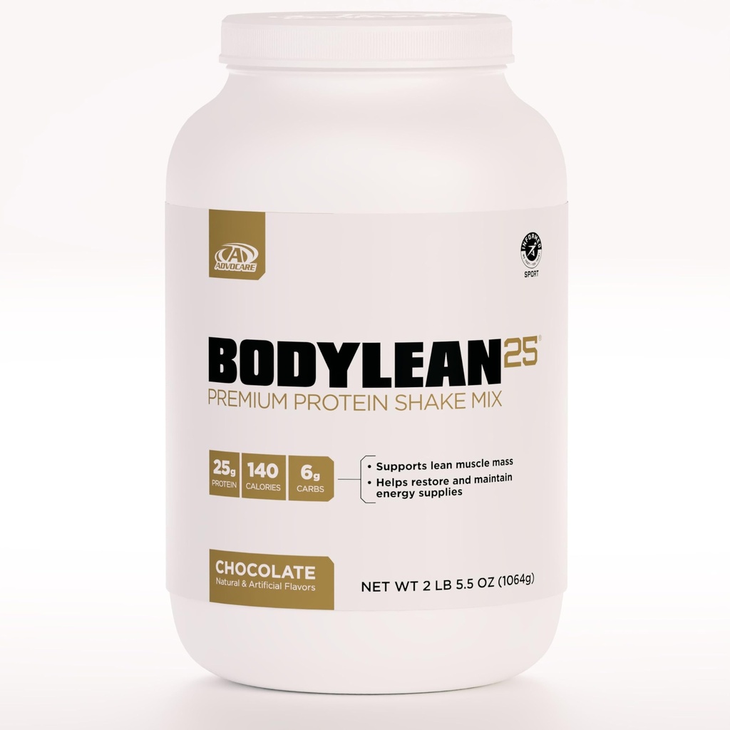 AdvoCare BodyLean25 - Poudre de protéines avec Isolation de protéines de lactosérum - Supporte la construction musculaire et un corps maigre - Offre un soutien énergétique* - Chocolat, 4,5 oz