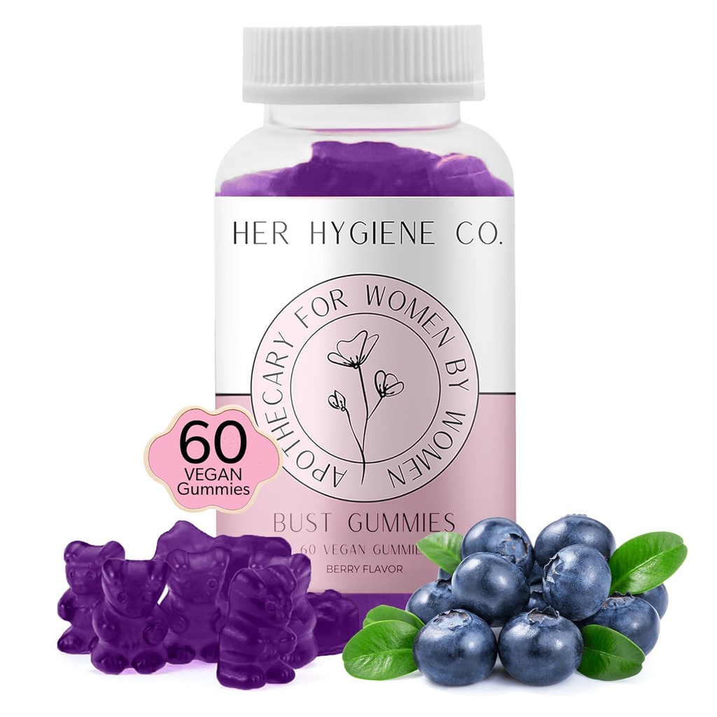 Haar Hygiëne Co. Borst ondersteuning Gummies voor vrouwen, Wellness & Vertrouwen, Natuurlijke Kruiden Blend, Multivitamine voor Curves, Fitness Workout Supplement, Vegan & Non-GMO, Berry Flavor, 60 Tel.
