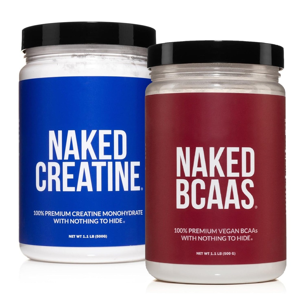 Naakt Pure Creatine Monohydraat 100 porties + 100 porties Unflavored Naked BCAAs Vegan Bundle