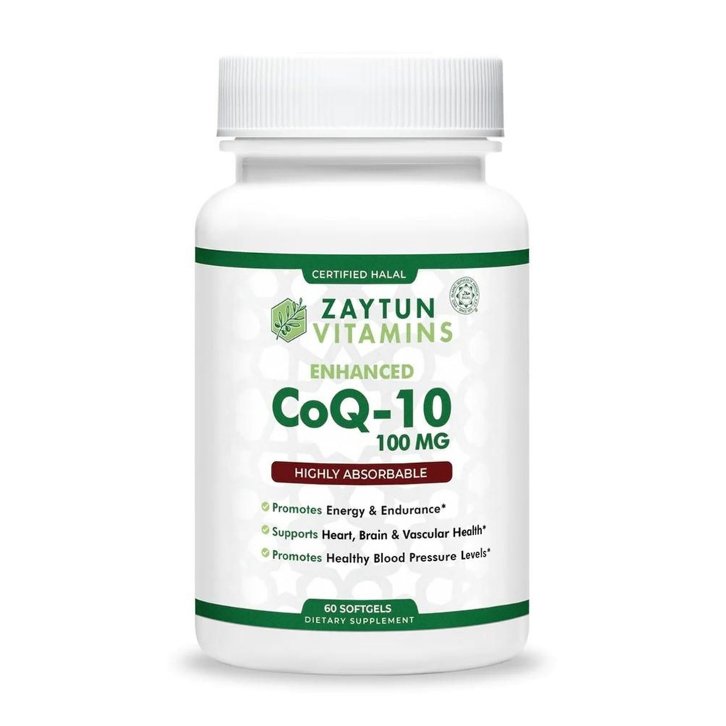 Zaytun Halal CoQ10 Zeer absorberend, One Per Day, Ondersteunt Hart Gezondheid Ondersteuning en energieproductie, 60 Mini Softgels, Made in USA - Halal Vitaminen