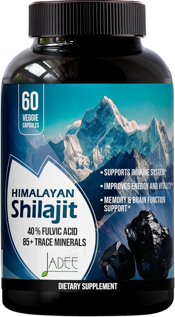 5000mg Himalaya Shilajit Capsules voor mannen en vrouwen - 40% Fulvinezuur + 85+ Trace Minerals