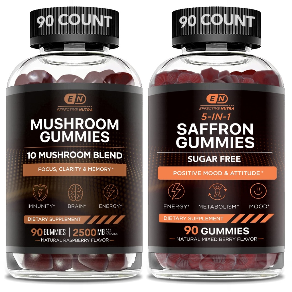 EFFECTIVE NUTRA Paddestoel Gummies & Saffron Gummies