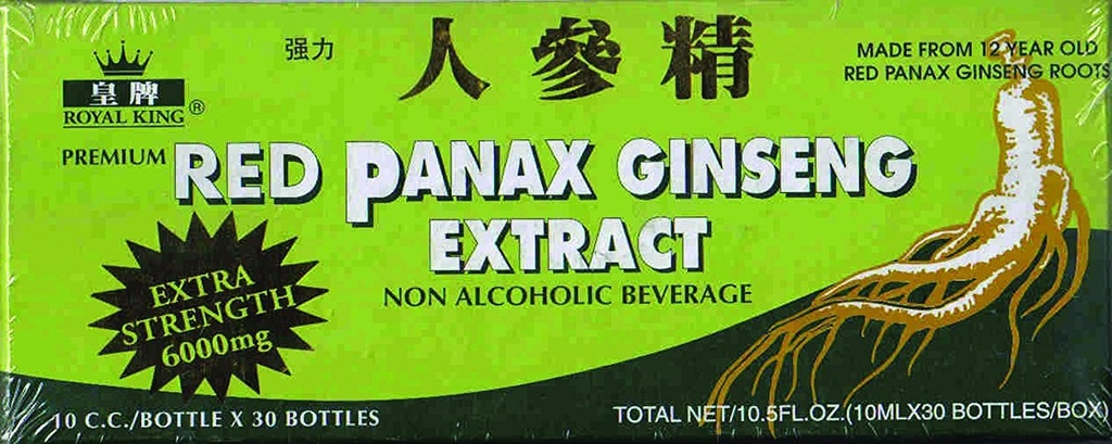 Royal King Red Panax Ginseng Extract 6000mg 10c.c./bouteille X 30 (paquet de 4)