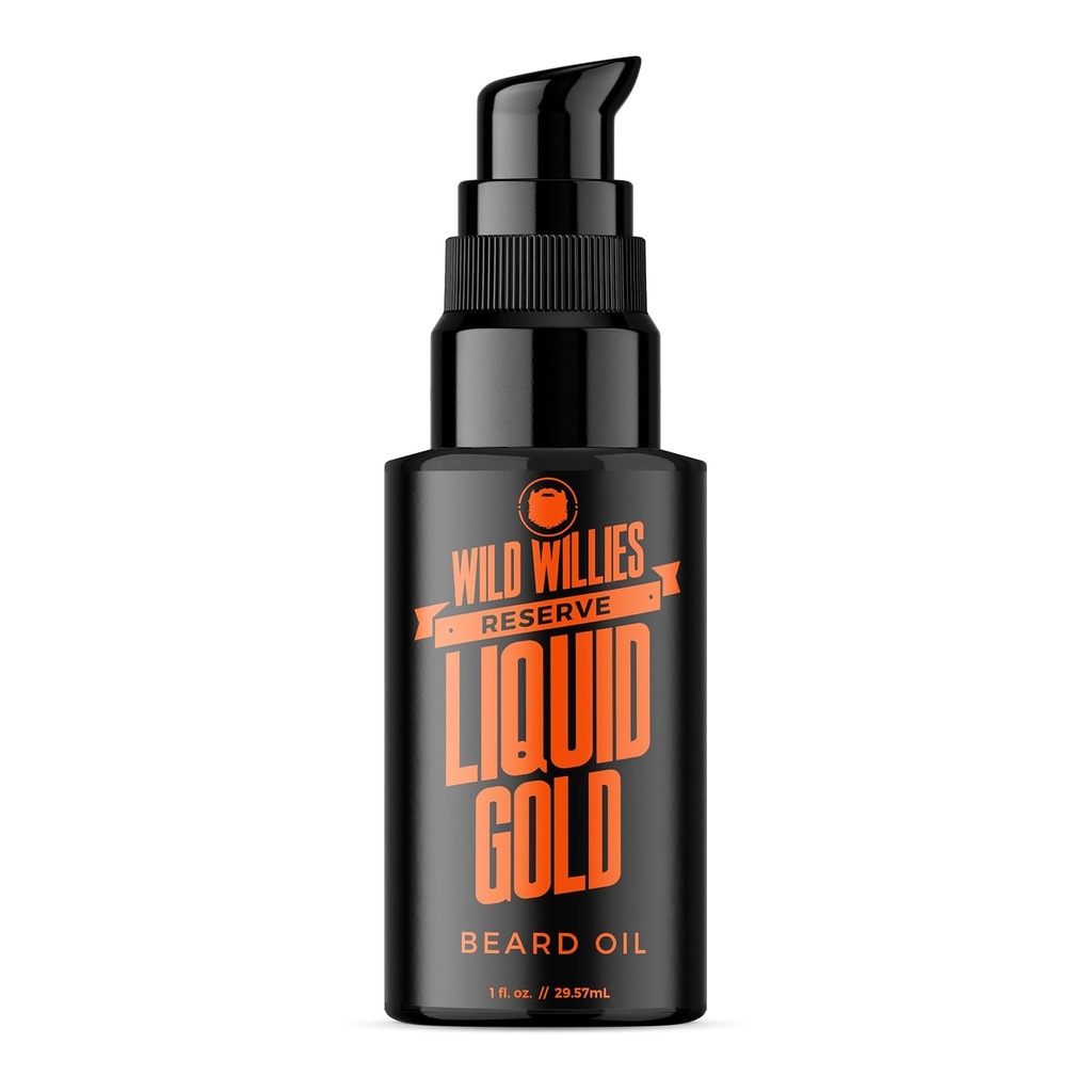 Wild Willies vloeibare gouden baard olie voor mannen - Baard Softener Geïnfundeerd met essentiële oliën voeden & Hydraten gezichtshaar - baard groei olie voor gezonde snor & Daily Grooming Routine, 1 fl oz