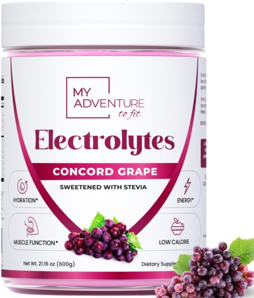 Zero Sugar - Concord Grape Electrolytes Powder - Refreshing Hydration Mix - Cafeïnevrije energie met alle natuurlijke ingrediënten - Vegan, Keto & Paleo - Suikervrije Elektrolyten Drinkmix - 120 porties