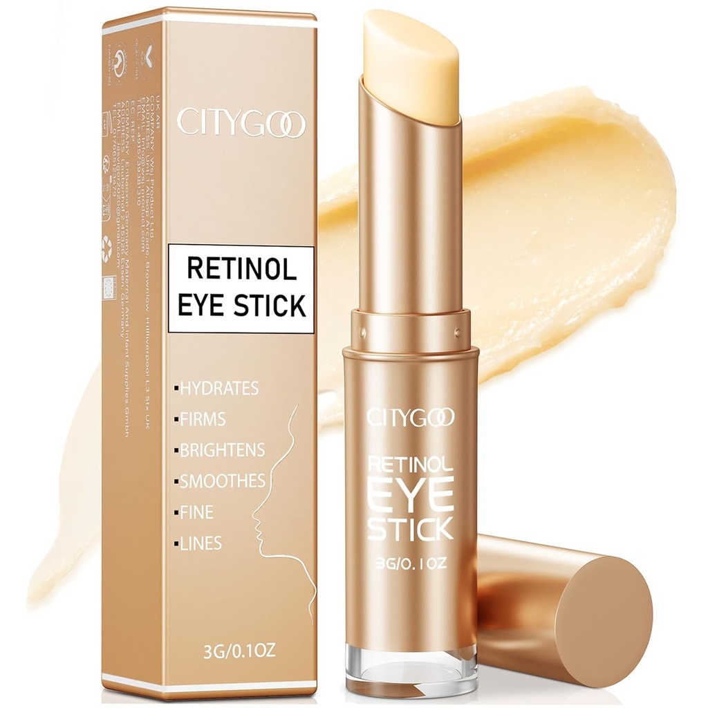 CITYGOO Retinol Eye Stick with Collageen, Hyaluronic Acid For Dark Circle, Under Eye Cream Anti Aging, For Puffiness and Bags Reduces Fine Lines (Retinol Eye Stick, 1st)