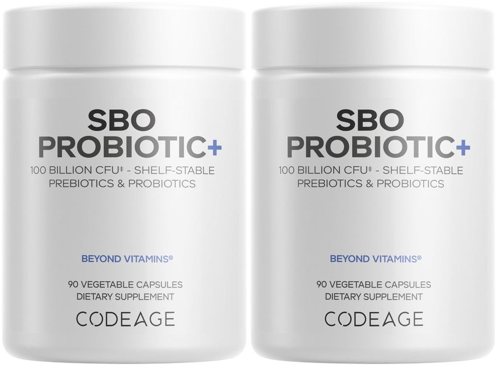 Codeage SBO Probiotica, 100 miljard CFU per portie, Multi Stain bodem gebaseerde organismen Blend en Organic Fermented Botanical Blend, Phelp Stable - 2 Pack