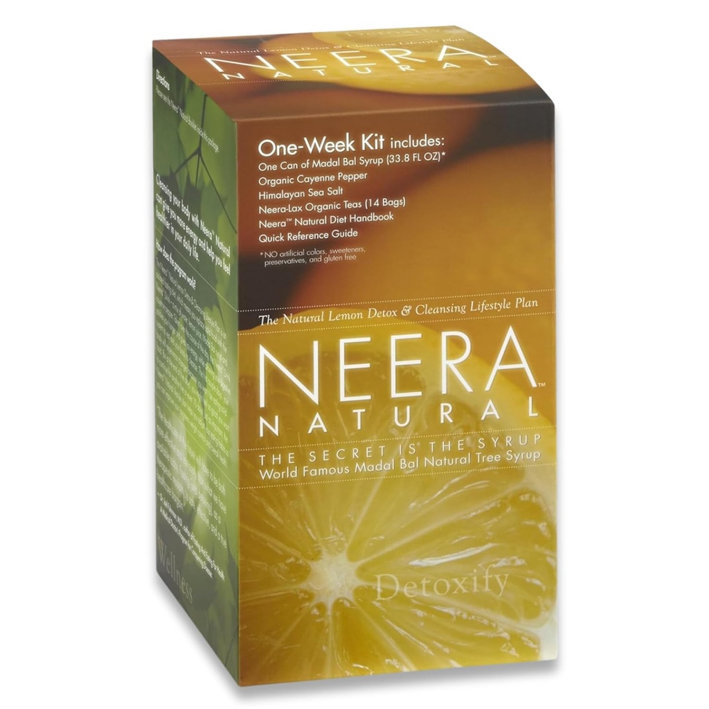 Neera Natural One Week Pack Master Cleanse Diet - Métabolisme Booster Lemonade Detox Colon Cleanser & Detox Gut Cleanse, Master Cleanse Lemon Cayenne Maple Detox, 7 Day Cleanse Kit