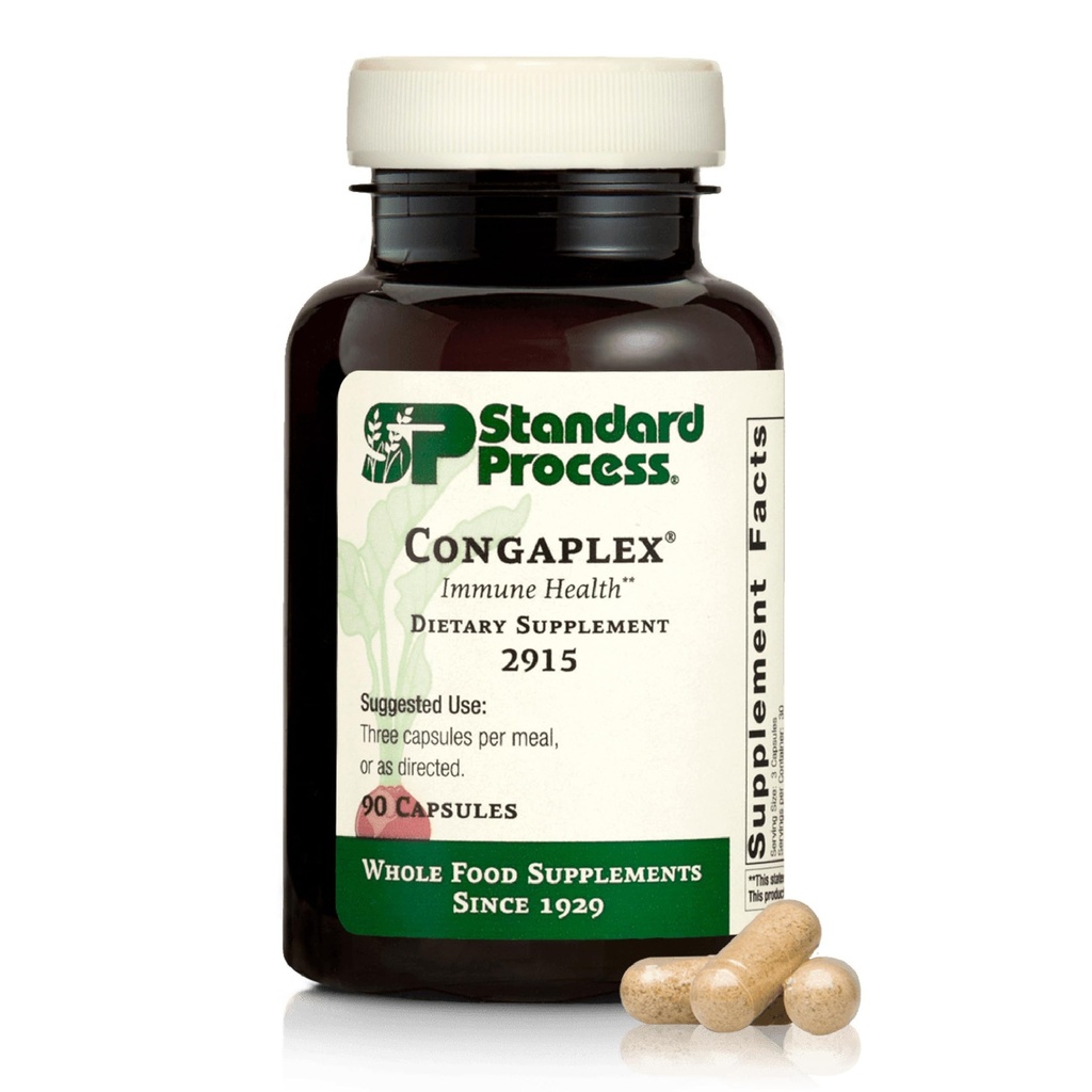 Standard Process Inc. Congaplex, Thymus Gland Support Supplement, Ondersteuning Immune Health met Calcium Lactaat, Magnesium, Vitamine C & Vitamine A, Immuunsysteem Hulp met Paddestoel Poeder - 90 Capsules
