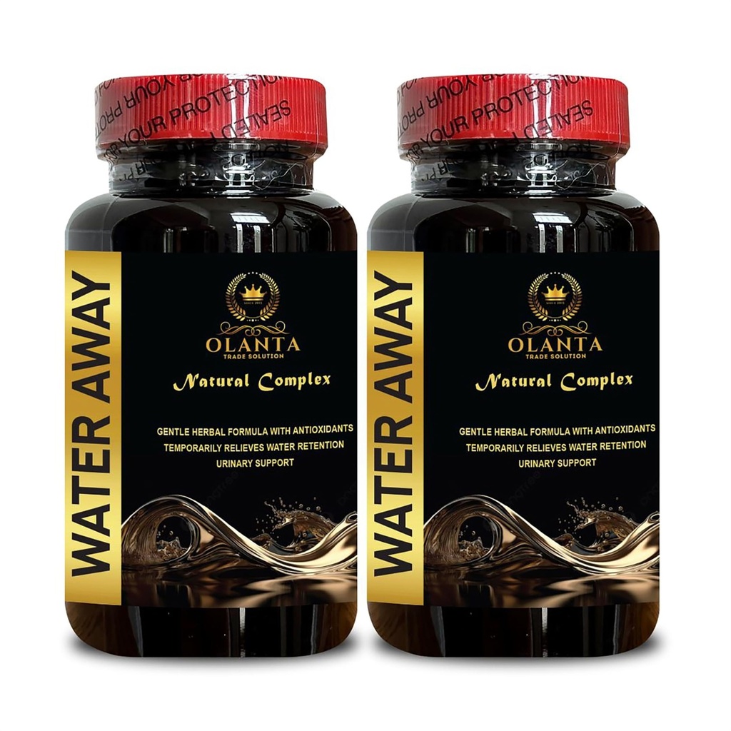 Water Away Supplement - Urinary Health, Water Retention, Natural Diuretic to Expel Water Away, Feel Better & Lighter, Bloating Relief - 2 Bottle 120 Capsules