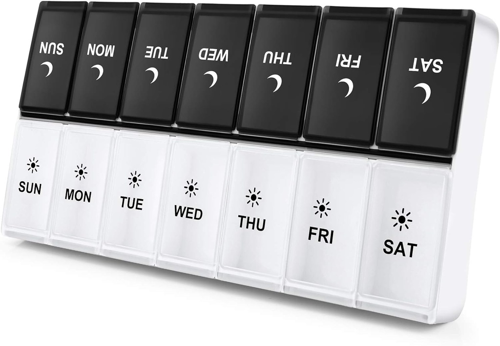 Danying Extra Large Pillen Organizer 2 keer per dag, XL Weekly Pillen Box 2 per dag, AM Pill Case, Day Night Pillen Container 7 Dag, Vitamine Case Twee keer per dag