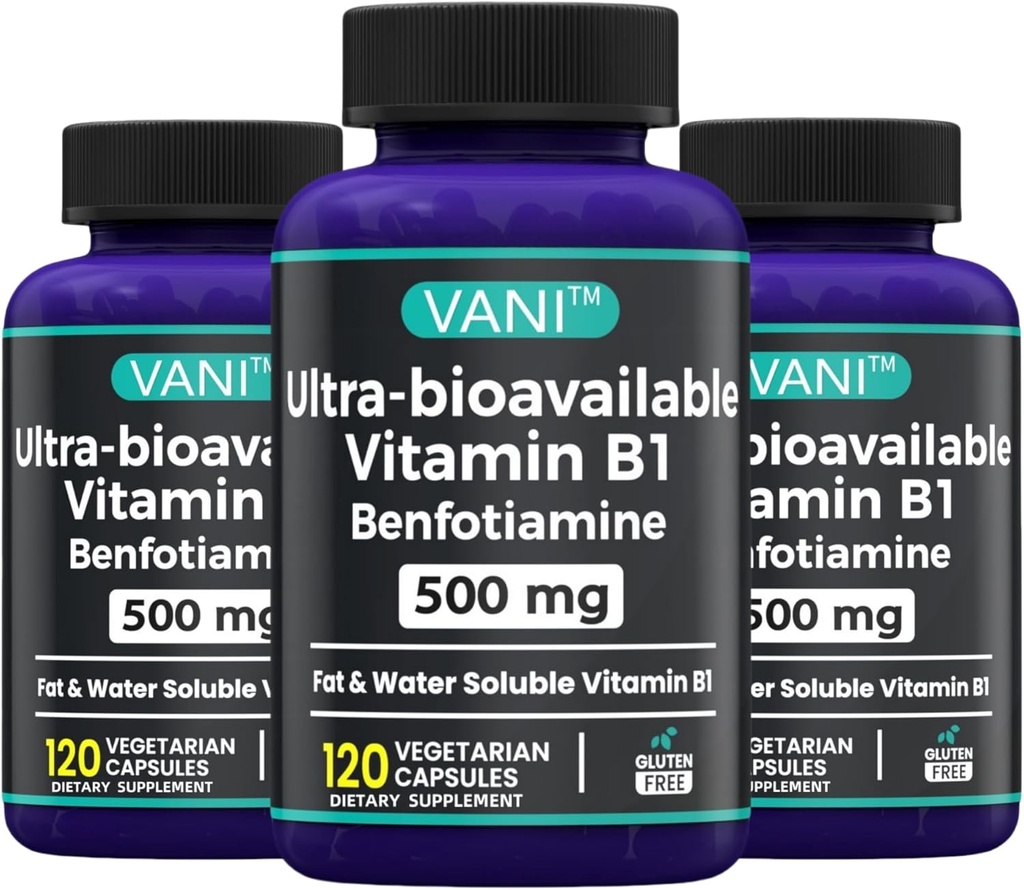2 in 1 Verbeterde formule: vitamine B1 met Benfotiamine 500 mg, vetoplosbaar supplement van vitamine B-1, 500 mg - 120 capsules (3)