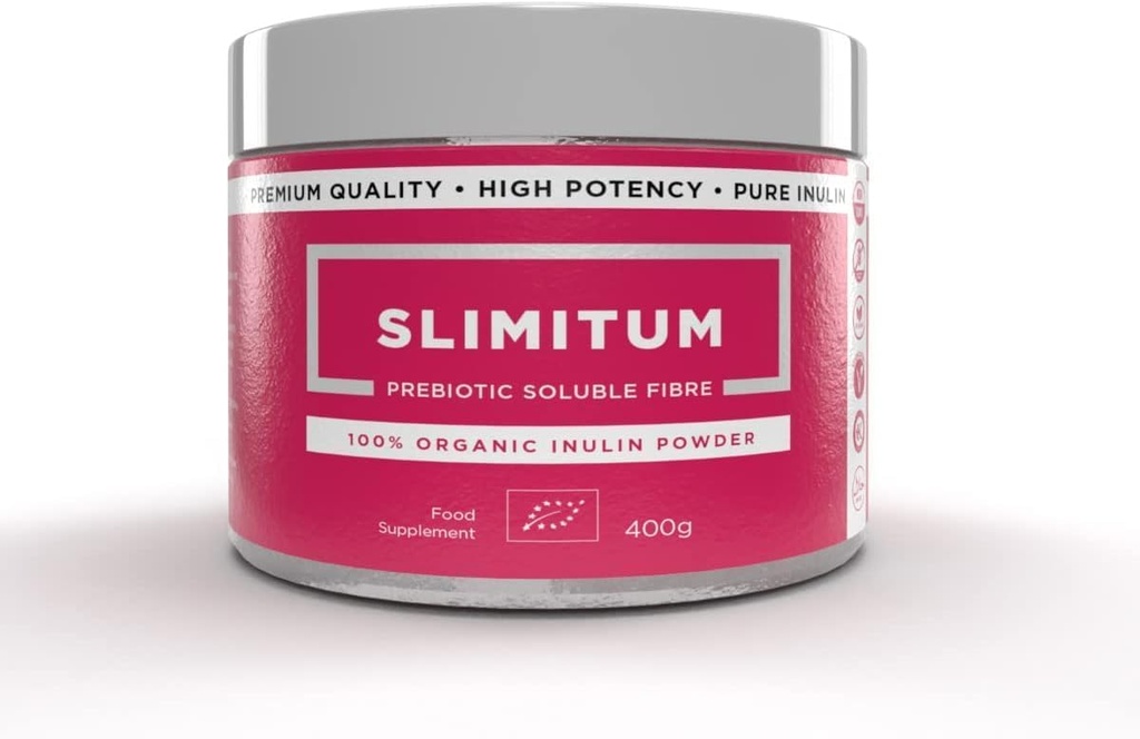 SLIMITUM Biologische Inulinepoeder (Agave) - 01 Pack Inulin Prebiotic Fiber for Colon and Gut Health, Premium Quality, Intestinal Support - 400g
