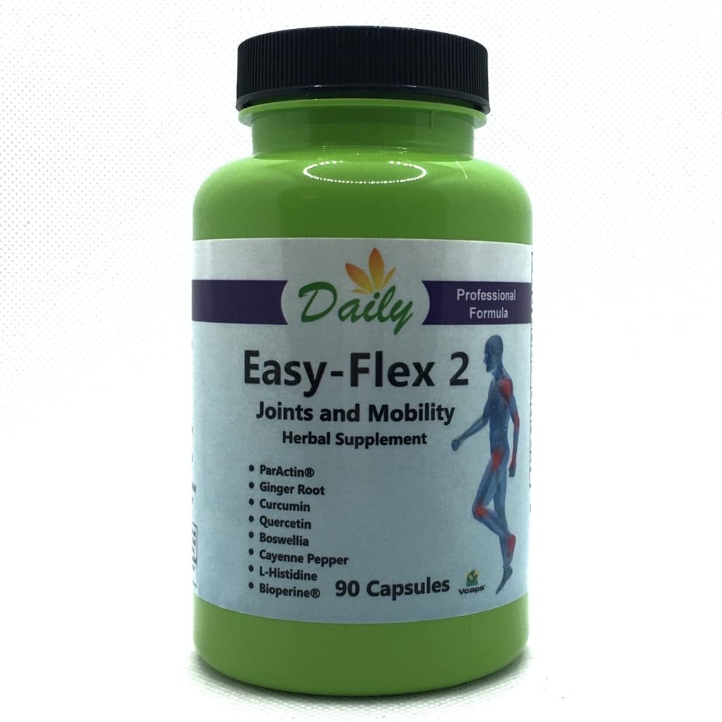 Dagelijkse productie Easy-Flex 2TM (Andrographis Paniculata, Boswellia Extract, L-Histidine, Curcumine (Turmeric), Quercetin, Black Pepper Extract, Gemberwortelpoeder & Cayenne Pepper)