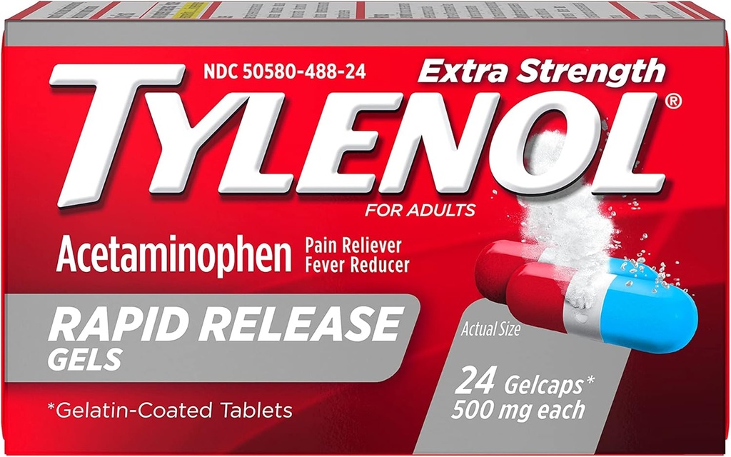 Tylenol Extra Strength Gelcaps à libération rapide - 24 ct, boîte de 2