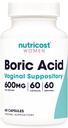 Nutricost Boorzuur 600mg, 60 Capsules - Vaginale Zetpil - Non-GMO - voor vrouwen