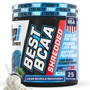 BPI Sports Best BCAA Shredded - Cafeïne Gratis Thermogenic Recovery Drink, Lean Muscle Building BCAA Powder for Women and Men, Preworkout BCAA's Aminozuren Drink- Blue Raz - 25 porties