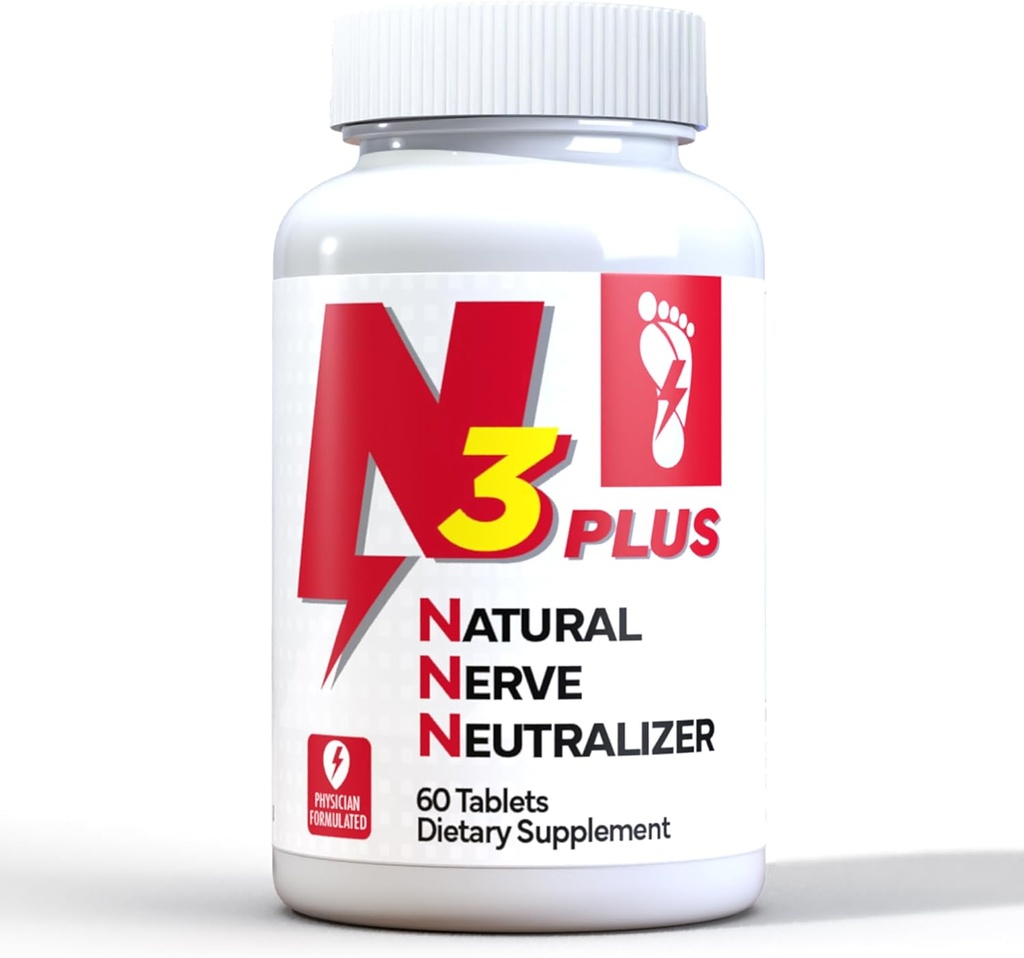N3 Natural Nerve Neutralizer Plus - Zenuwondersteuningssupplement met vitamine D3, B1, B6 & B12, Levensduur DHA, Alpha Lipoïnezuur, Acetyl-L-Carnitine & Turmeric - Nerve Repair & Regeneration Formula (tabellen)