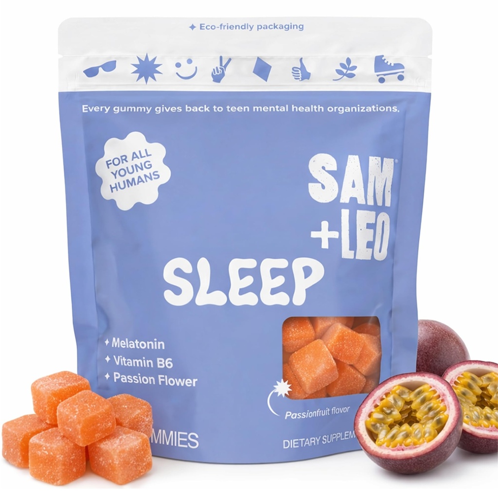 SAM+LEO Slaap Gummies for Kids & Teens with Melatonine, Passion Flower & Vitamin B6 - Voorzichtige slaaphulp Gummies for Rustful Sleep 