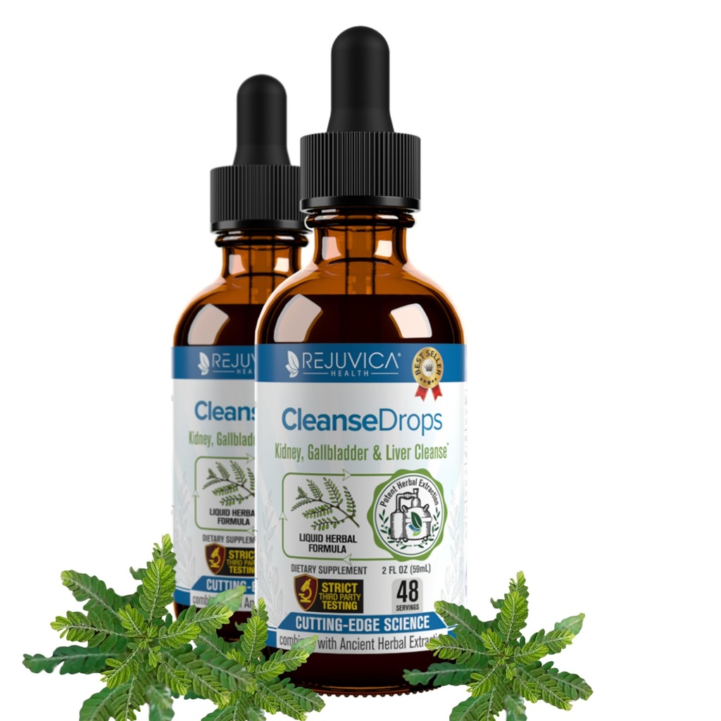 Rejuvica Health Cleanse Drops - Geavanceerde Nier & Gallblaas Reiniging Ondersteuning Supplement - vloeibare levering voor betere absorptie - Chanca Piedra Gebruikt in Amazone Rainforest