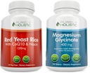 Pure Holistische Rode Gist Rijst 1200mg met CoQ10 & Niacin + Magnesium Glycinate 400mg - 120 Capsules + 270 Tablets - Made in USA