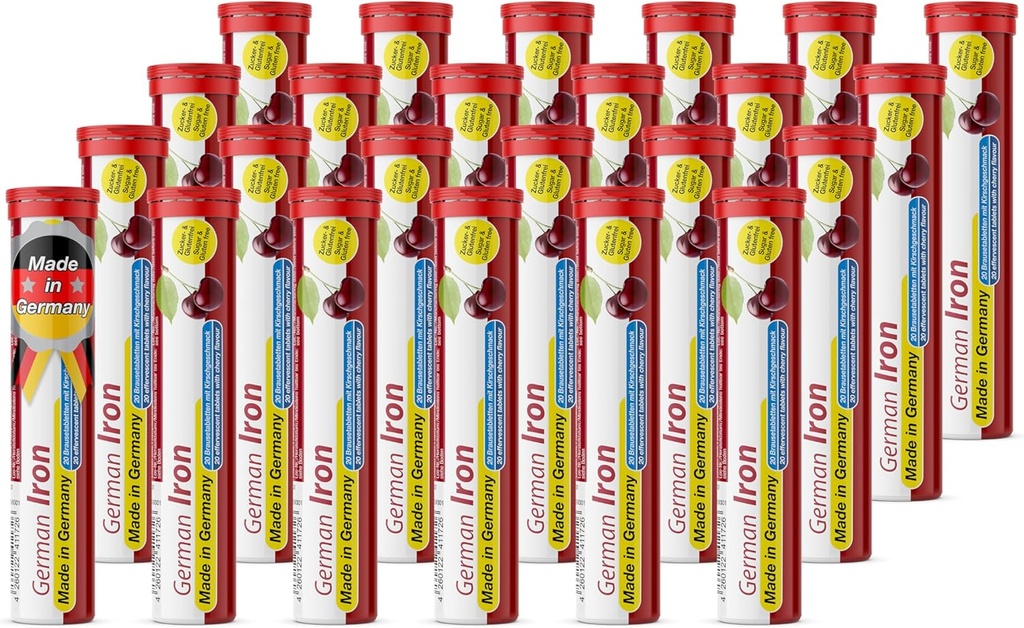 T&D German Iron 14 mg - 480 Vegan Drink Bruistabletten - Cherry Flavor - Made in Germany