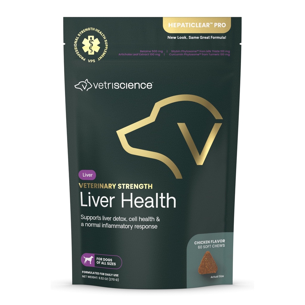 VetriScience Veterinary Strength Lever Gezondheid Kauwen - Canine Liver Care Supplement voor Detox Ondersteuning - Hondensupplement - Ondersteunt Immune System - Geen vasten vereist - 60 Tellen