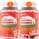 Liposomale vitamine C 1000mg Gevulde gummies voor volwassenen & kinderen 9+, 1660mg Blend w/Echinacea, Vlierbessen, D3, Zink, IJzer, Bioflavonoïde, Astaxanthine, Natuurlijke Biologische Kauwbare Vitamine C, Suikervrij, 2Pack