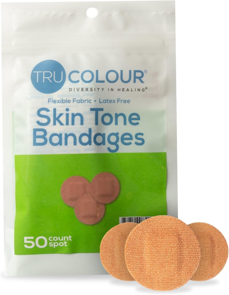Tru-Kleur Skin Tone Spot Bandages, Hersluitbare Tas (50 Aantal) - Flexibel, Waterdicht, PFAS-Gratis lijm Strips Help Blisters te beschermen, Pumples, Pokes - Olive