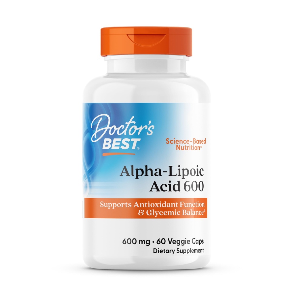 Best Alfa-Lipoïnezuur 600, ondersteunt Antioxidantfunctie & Glykemiebalansen, Non-GMO, Glutenvrij, Veganistisch, Sojavrij, 600 mg, 60 Veggie Caps