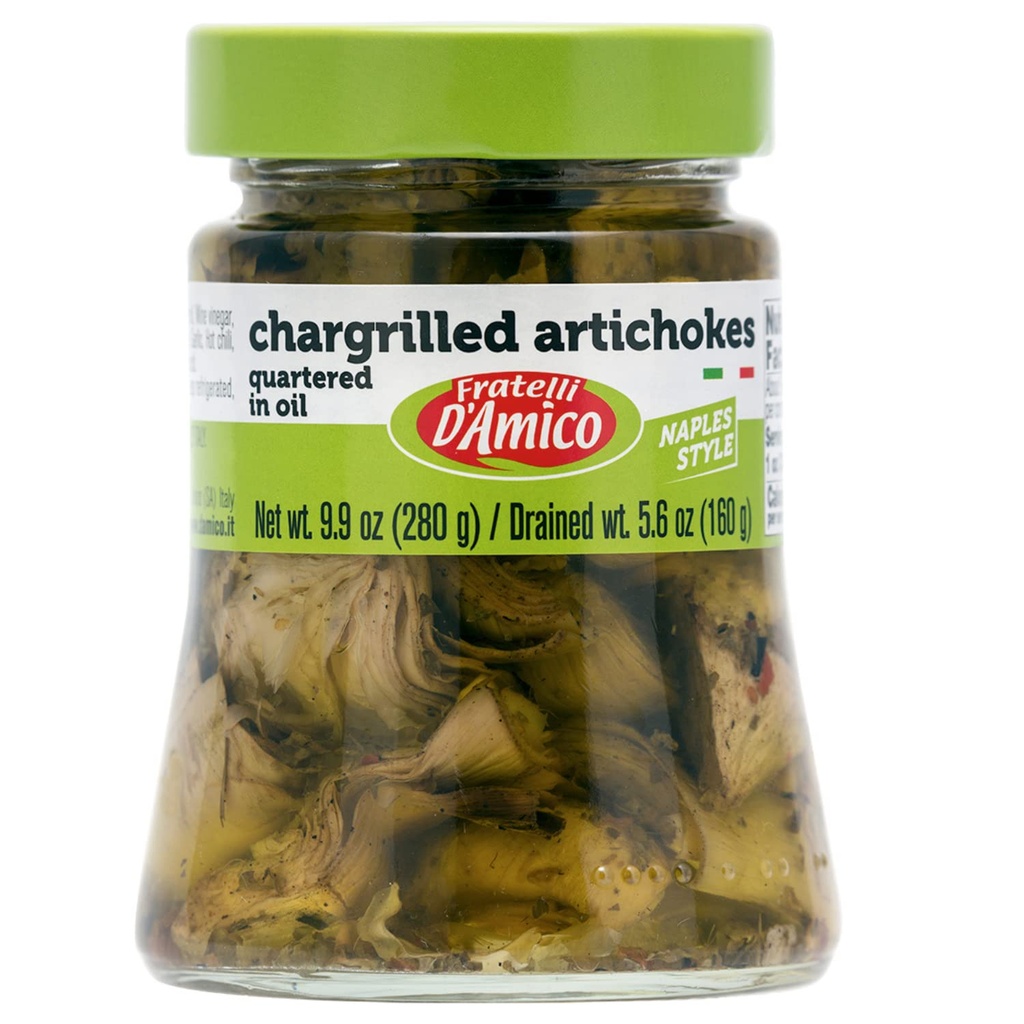 FRATELLI D'AMICO - Gechargeerde artiesten, gekwartierd in olie, gegrild, Napels Style, 9.90oz (280g) NON-GMO