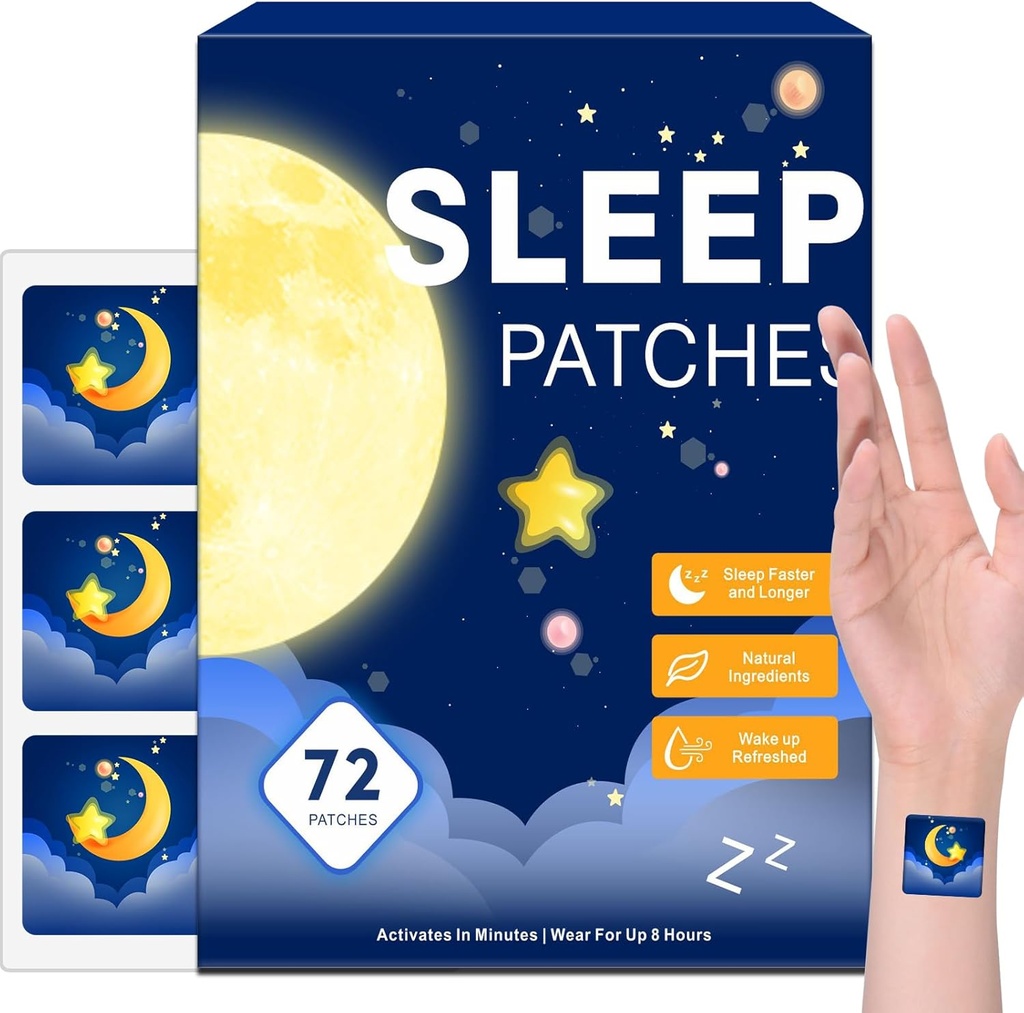 72 Pack slaappatches voor volwassenen Extra sterkte, Eenvoudig toe te passen slaap Patch met Valeriaan & Melatonine Patches, Lange-Lasting Night voor mannen en vrouwen
