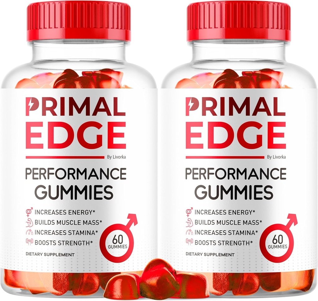 (2 Pack) Primal Edge Heren Gummies, Primal Edge, Primal Edge Gummies, Primal Edge Advanced Formula Gummies, Primal Edge Supplement Gummy, PrimalEdge Ondersteuning Supplement Gummies, 120 Gummies voor 2 maanden