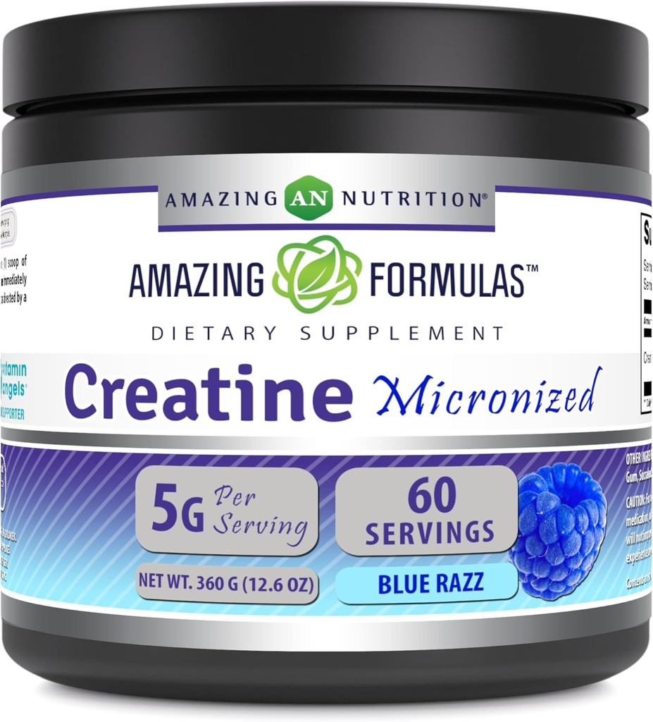 Formules étonnantes Supplément de poudre monohydratée de créatine micronisée $ 5000 mg par portion $ Supplément idéal avant et après l'entraînement $ Made in USA (12,6 Oz)
