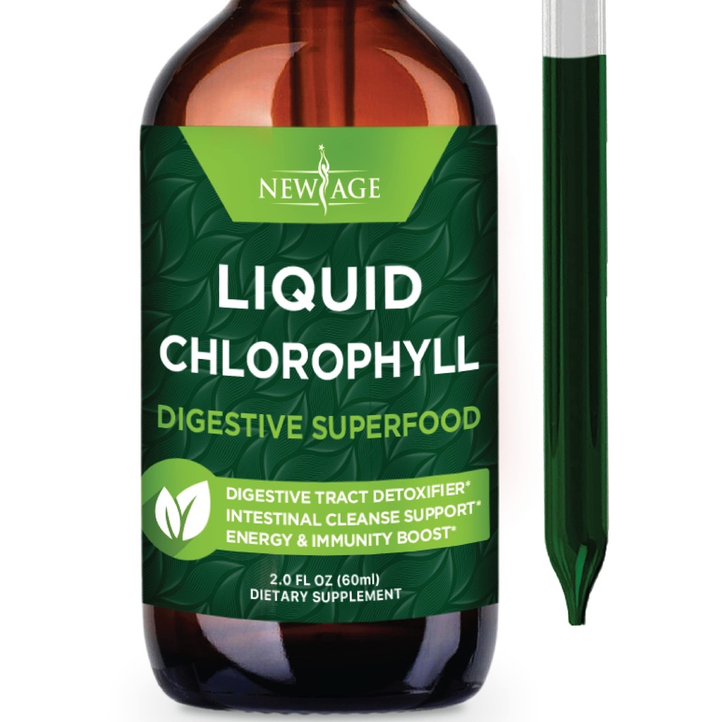 NOUVELLES gouttes liquides de chlorophylle d'AGE - Concentrate naturel – Energy Booster, Digestion et système immunitaire Supports, Déodorant interne, Fonction hépatique - (2 Fl Oz (paquet de 1))