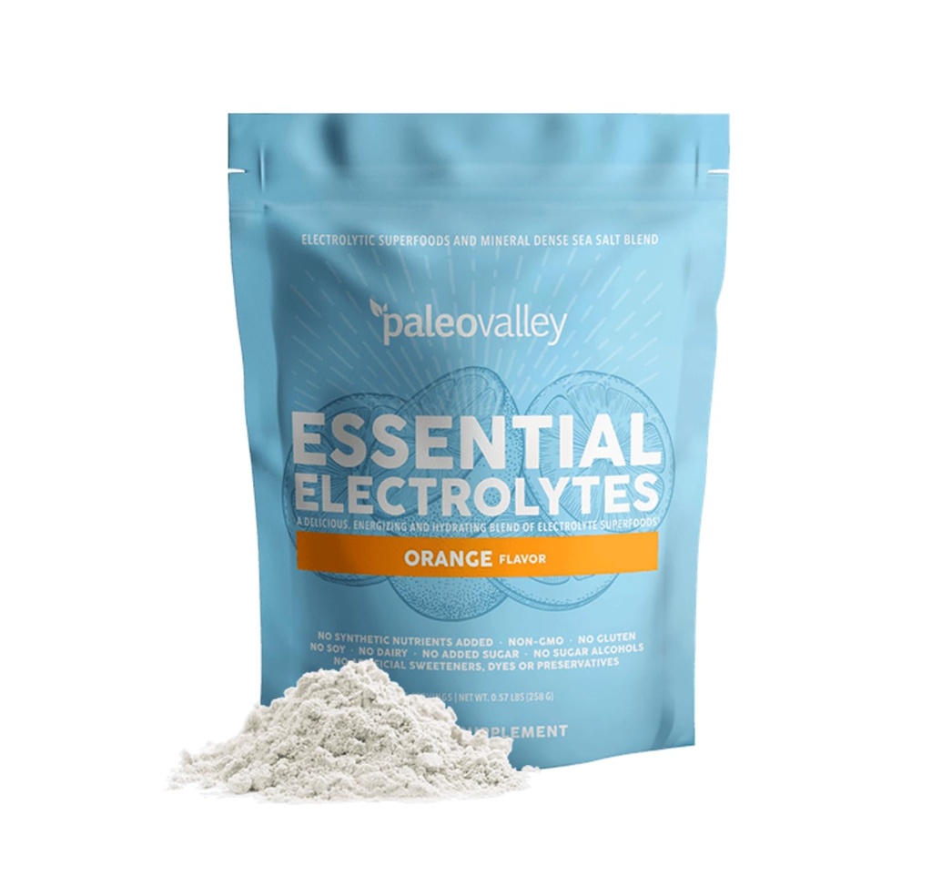 Paleovalley Essential Electrolytes Powder - Full Spectrum Orange Electrolyte Powder for Hydration, Energy and Muscle Recovery - No Sugar Added - 28 Servers