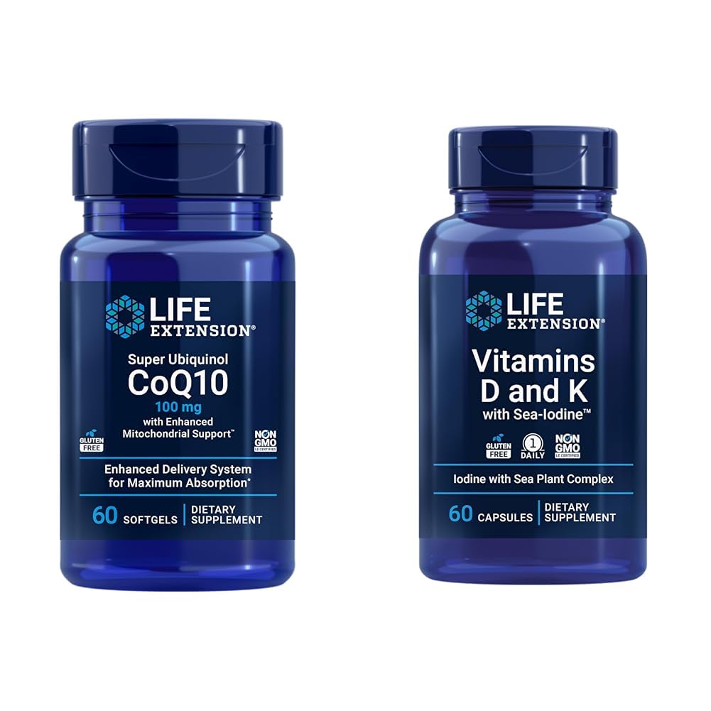 Life Extension Super Ubichinol CoQ10 met verbeterde Mitochondriale Ondersteuning & Vitaminen D en K met Sea-Iodine, Vitamine D3
