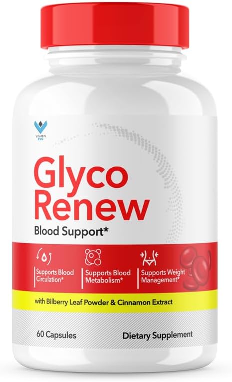 Glyco Renew Blood Support Supplement - GlycoRenew Pills Original Formula Glycogen Clean Advanced Extra Strength, Glycol Renewal Capsules Renewed Natural Ingredients (60 Caps)