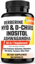 Myo-Inositol & D-Chiro Inositol Capsules met Ashwagandha, Berberine, Cinnamon, Gymnema, Chasteberry, Milk Thistle, Turmeric, Bitter Melon - 90 Capsules