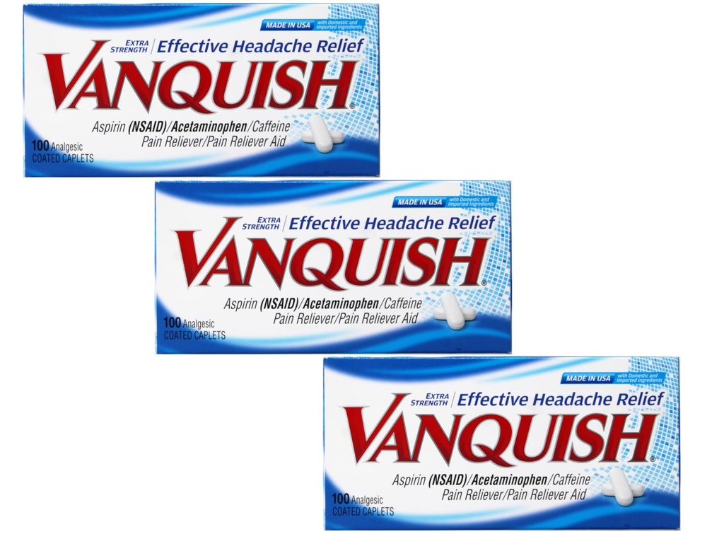 Vanquish Extra Strength Pain Relievers Caplets-100 ct. (Pack de 3)