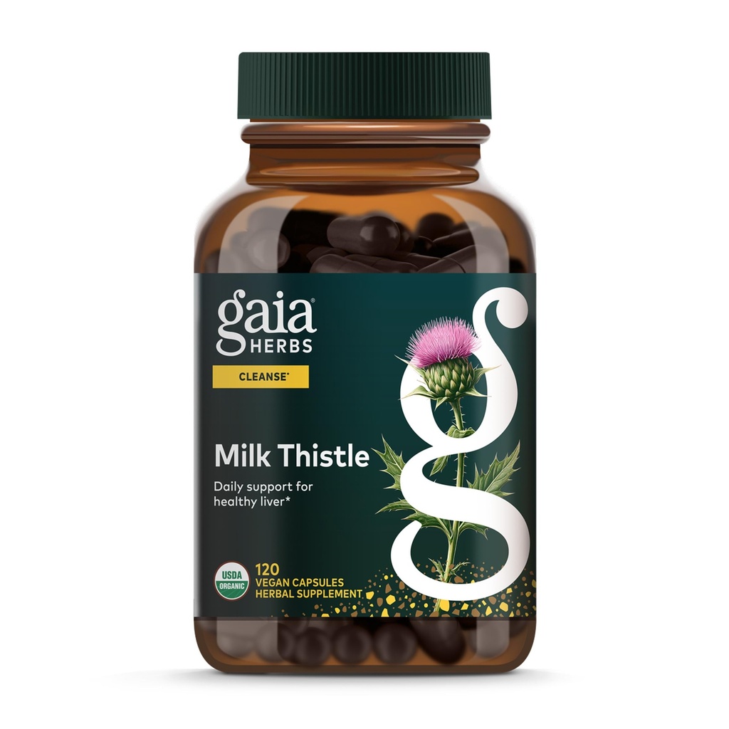 Gaia Herbes Thistle Lait - Supplément hépatique et soutien pour aider à maintenir une fonction hépatique saine* - 120 capsules véganes (40 jours d'approvisionnement)
