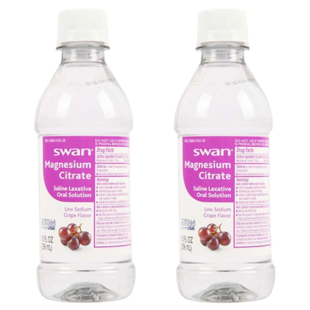 Zwaan Magnesium Citrate Oral Laxitive Solution for Occasional Constipatie Grape Flavor (2-10oz flessen)