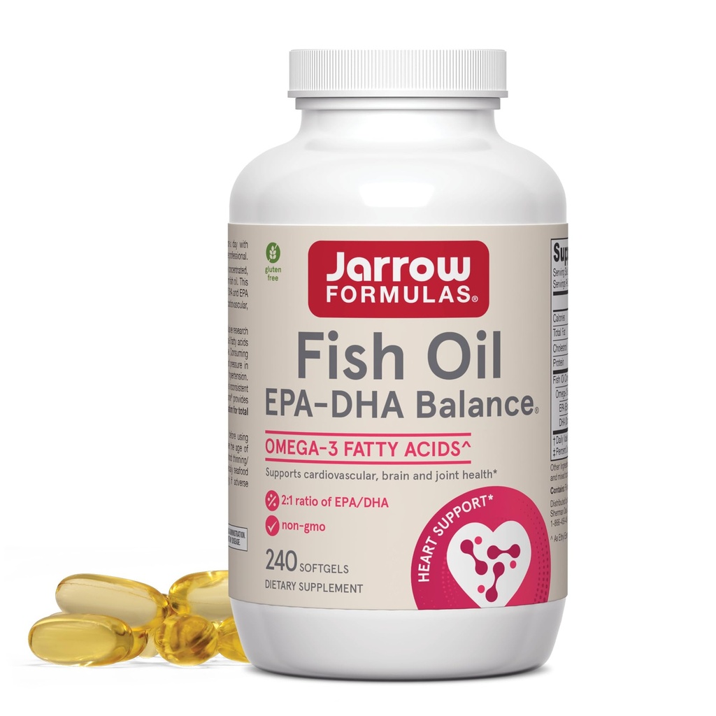 Jarrow Formulas EPA-DHA Balance, 1,200 mg Omega-3 Fatty Acids for Cardiovascular Support, 240 Softgels, 120 Day Supply