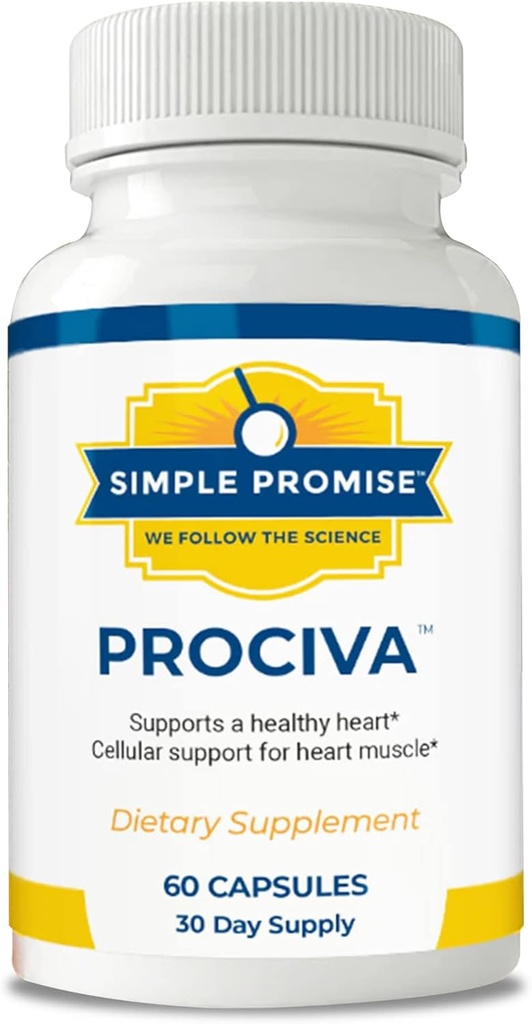 Simple Promise Prociva - Arjuna Bark Extract Heart Health Supplement met foliumzuur, vitamine D & Magnesium - Herbal Blood Pressure Support & Healthy Heart Maintenance for Men & Women - 60 Capsules